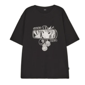 Cropp - Czarna koszulka z japońskim motywem - czarny