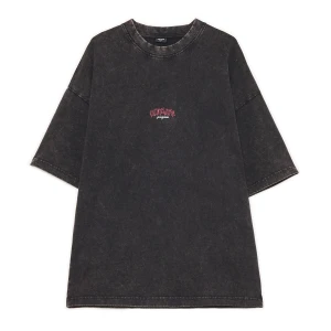 Cropp - Czarna koszulka z kolorowymi nadrukami - czarny