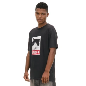 Cropp - Czarna koszulka z kotem - czarny