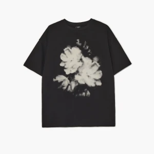 Cropp - Czarna koszulka z kwiatem - czarny