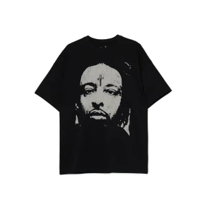Cropp - Czarna koszulka z nadrukiem 21 Savage - czarny