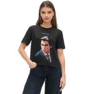 Cropp - Czarna koszulka z nadrukiem American Psycho - czarny