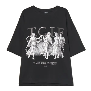 Cropp - Czarna koszulka z nadrukiem - czarny