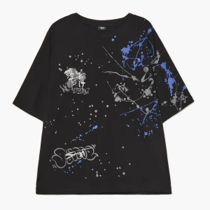 Cropp - Czarna koszulka z nadrukiem - czarny