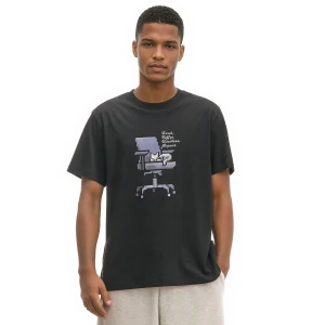 Cropp - Czarna koszulka ze śpiącym kotem - czarny