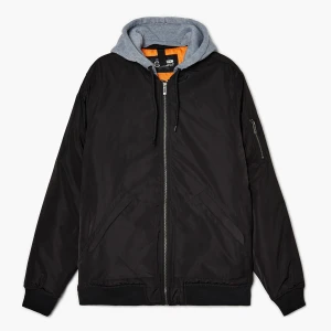 Cropp - Czarna kurtka bomber z kapturem - czarny