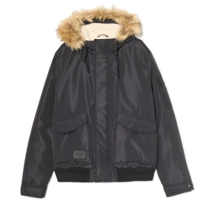 Cropp - Czarna kurtka bomber z odpinanym futrem - czarny