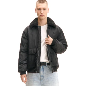 Cropp - Czarna kurtka bomberka z odpinanym kołnierzem - czarny