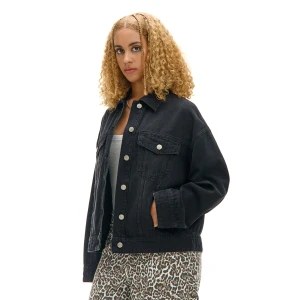 Cropp - Czarna kurtka jeansowa oversize - czarny