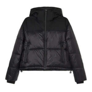 Cropp - Czarna kurtka puffer z kapturem - czarny