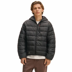 Cropp - Czarna kurtka puffer z kapturem - czarny