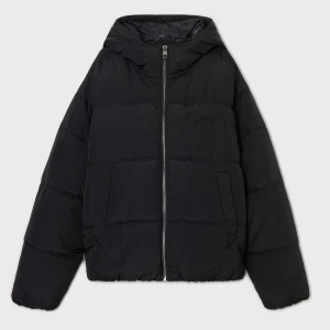 Cropp - Czarna kurtka puffer z kapturem - czarny