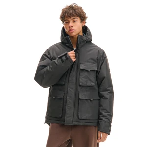 Cropp - Czarna kurtka z kapturem i kieszeniami cargo - czarny