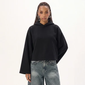 Cropp - Czarna luźna bluza z kapturem - czarny