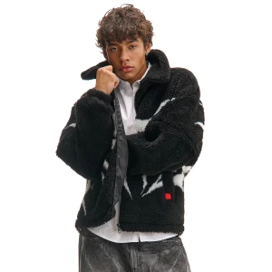 Cropp - Czarna polarowa bluza z nadrukiem - czarny