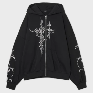 Cropp - Czarna rozpinana bluza z kapturem - czarny