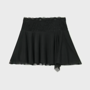 Cropp - Czarna spódniczka mini z koronką - czarny