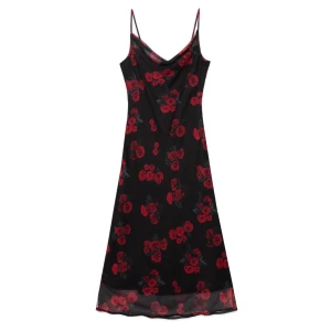 Cropp - Czarna sukienka maxi w róże - czarny