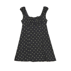 Cropp - Czarna sukienka mini w kwiaty i groszki - czarny