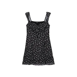 Cropp - Czarna sukienka mini z kwiatowym motywem - czarny