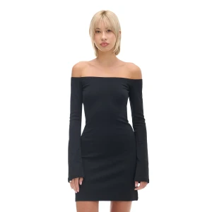 Cropp - Czarna sukienka mini z rękawami flare - czarny