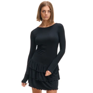 Cropp - Czarna sukienka mini z wiskozą - czarny