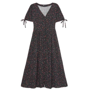 Cropp - Czarna sukienka w kwiaty - czarny