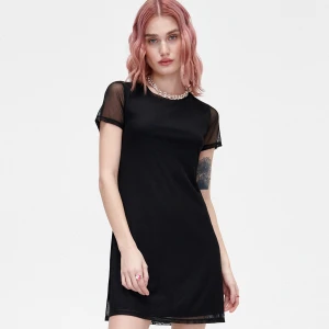 Cropp - Czarna sukienka z dzianiny mesh - czarny