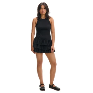 Cropp - Czarna sukienka z falbanami - czarny