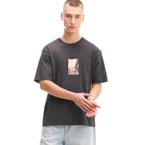Cropp - Czarna T-shirt z motywem relaksu - szary