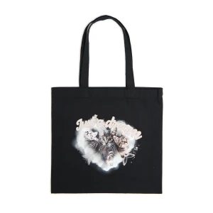 Cropp - Czarna torba shopper z kotami - czarny