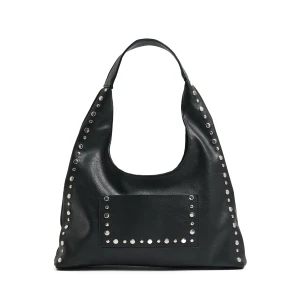 Cropp - Czarna torebka hobo z ćwiekami - czarny