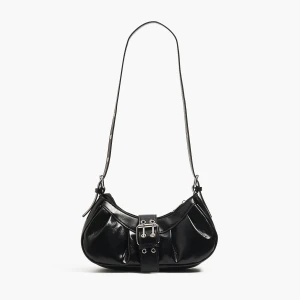 Cropp - Czarna torebka hobo z dekoracyjną klamrą - czarny