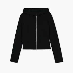 Cropp - Czarna zapinana bluza z kapturem - czarny