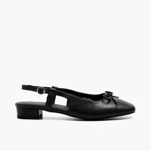 Cropp - Czarne baleriny na obcasie - czarny