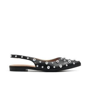 Cropp - Czarne baleriny z okrągłymi ćwiekami - czarny