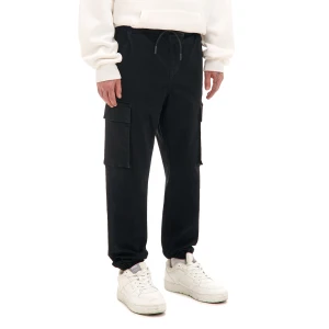 Cropp - Czarne jeansowe joggery z kieszeniami cargo - czarny