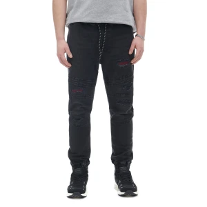 Cropp - Czarne jeansowe joggery z przeszyciami - czarny