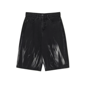 Cropp - Czarne jeansowe spodenki z efektem dymu - czarny