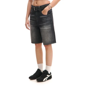 Cropp - Czarne jeansowe szorty z efektem sprania - czarny