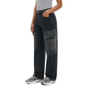 Cropp - Czarne jeansy baggy PETITE - czarny