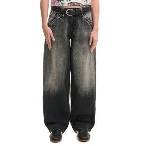 Cropp - Czarne jeansy baggy w stylu workwear - czarny