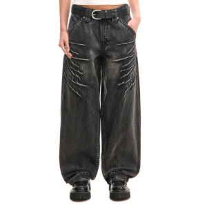 Cropp - Czarne jeansy baggy w stylu workwear - czarny