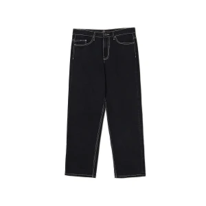 Cropp - Czarne jeansy baggy z białymi przeszyciami - czarny