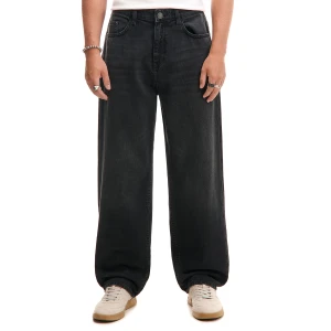 Cropp - Czarne jeansy baggy z efektem sprania - czarny