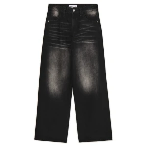 Cropp - Czarne jeansy baggy z efektem sprania TALL - czarny
