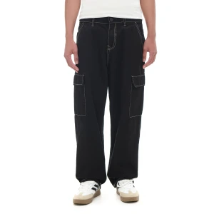 Cropp - Czarne jeansy baggy z kieszeniami cargo - czarny