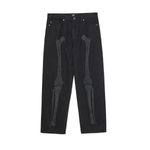 Cropp - Czarne jeansy baggy z nadrukiem - czarny