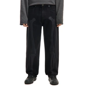 Cropp - Czarne jeansy baggy z nadrukiem - czarny