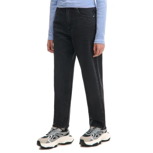 Cropp - Czarne jeansy mom z efektem sprania PETITE - czarny